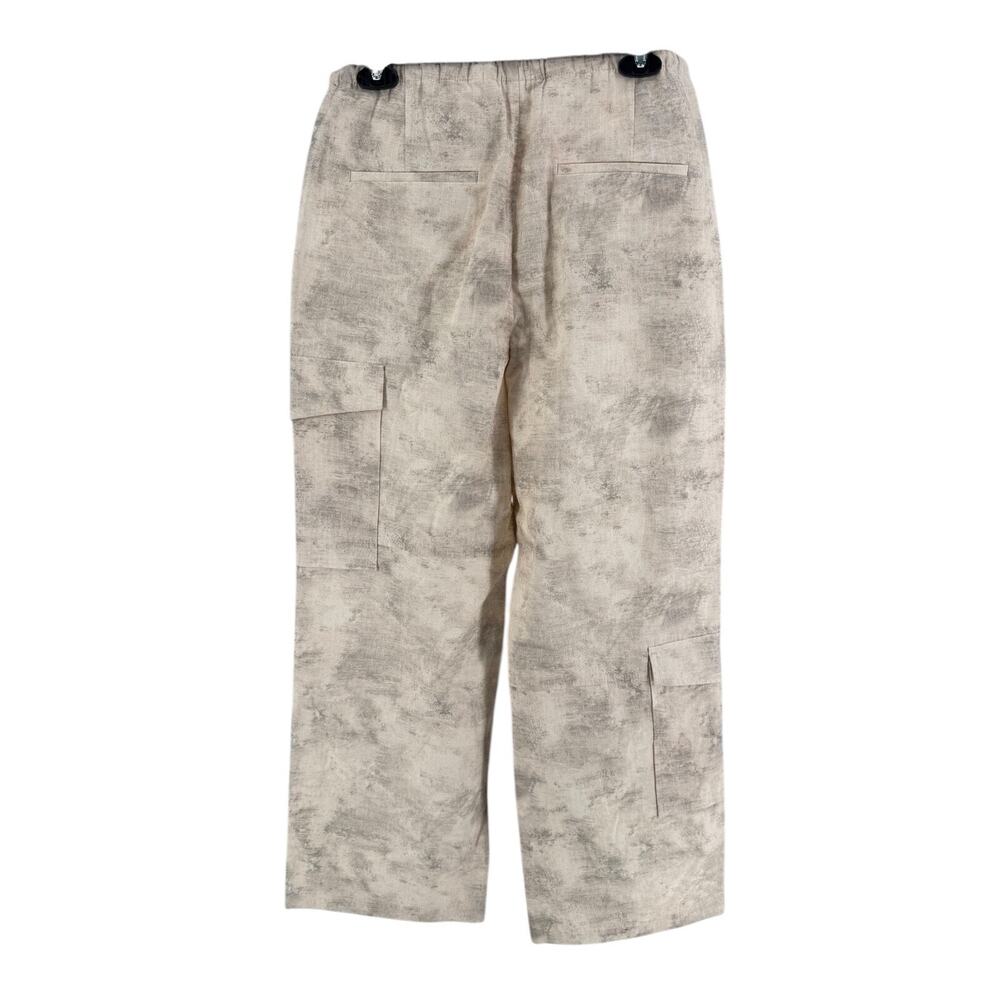Zara Women's Pink Ecru Baggy Leg Printed Cargo Pants Size Medium - Picture 2 of 3